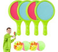 Outdoor Toss and Catch Game Set for Kids - 4 Paddles & Balls for Backyard and Beach Fun, Active Play Toy for Ages 3-12, Green