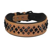 Outdoor Training Adjustable Solid Color Dog Collar Soft Comfortable Wide Leather Pug Pitbull Shiba Inu Collar,Coffee,XL