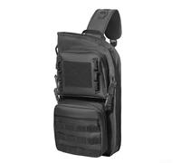 Outdoor Training Single Shoulder Bag with Webbing and Hook Fastener, Nylon Cross-Body Backpack for Fitness Running(black)