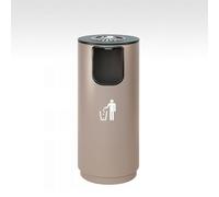 Outdoor Trash Bin, Cylindrical Metal Trash Bin, Trash Can Outdoor Waste Container Square Stainless Steel Trash Can With Removable Inner Bucket(Brown,80cm/32in)
