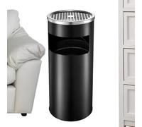 Outdoor Trash Can - 30L with Ashtray Fireproof Garbage Can Stainless Steel