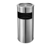 Outdoor Trash Can - Stainless Steel Large Container with Ashtray - Outdoor Trash Bin Standing Ashtray - for Outside Indoor Patio Garden Backyard Porch Yard Commercial Hotel Bar Lobby