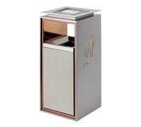 Outdoor Trash Can with Ashtray, Square Metal Design, Modern Stainless Steel Garbage Bin for Bathroom and Patio, Durable and Stylish Waste Disposal Solution