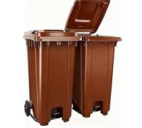 Outdoor Trash Can with Lid and Wheels,28 32 65 Gal Step On Garbage Can with Foot Pedal, Hands-Free Disposal for Patio Backyard Deck Roadside Garage
