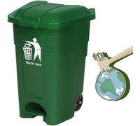 Outdoor Trash Can with Wheels & Lid - Heavy-Duty Green Waste Bin for Patio & Garden - Easy Disposal & Cleanup Solution