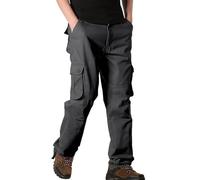 Outdoor Trousers Men's Lightweight Cargo Trousers Men's Loose Fit Trekking Trousers Multiple Pockets Hiking Trousers Large Sizes Overtrousers Plain Casual Trousers Classic Sporty Work Trousers, gray