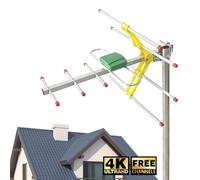 Outdoor TV Aerial for Freeview - Long Range Digital TV Aerial with 8M Coaxial Cable, 4K 1080p HD Signal Reception, Roof & Loft Installation, Weatherproof