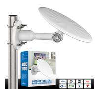 Outdoor TV Antenna - Long Range HD Digital Antenna for Smart TVs, Supports 4K 1080p VHF UHF Signals, Weather-Resistant, 360° Reception with 32.8ft Coax Cable, Attic or Roof Mount (White)