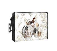 Outdoor TV Cover Fall Thanksgiving White Golden Pumpkin Hand Painted Leaves Waterproof Weatherproof TV Covers for 30 to 32 Inch Outside Flat Screen TV Protector Shield 30"W x 19"H x 4.5"D