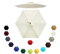 Outdoor Umbrella Replacement Canopy for 6 Ribs/8 Ribs, 2m/2.3m/2.7m/3.0m Patio Parasol Replacement Top UV Protection Waterproof, Umbrella Cover Standby for Garden Deck Backyard(Beige,2.0m/6 Arms)