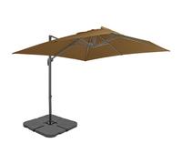 vidaXL Garden Parasol with Portable Base Patio Sunshade Outdoor Umbrella Taupe
