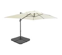 vidaXL Garden Parasol with Portable Base Patio Sunshade Outdoor Umbrella Taupe