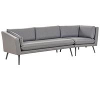 Outdoor Upholstered Sofa Garden Sofa LORETELLO Polyester Grey Right Hand 3 Seate