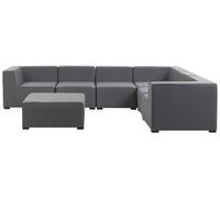 Beliani Garden Corner Sofa With Ottoman 7 Seater Arezzo Modular Grey Left Hand
