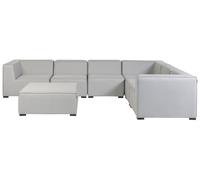 Garden Corner Sofa with Ottoman 7 Seater AREZZO Modular Light Grey Left Hand