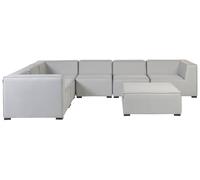 Beliani Garden Corner Sofa With Ottoman 7 Seater Arezzo Modular Light Grey Right Hand