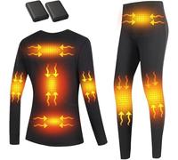 Outdoor USB Electric Heated Underwear Thermal Base Layer with 8 Heating Zones 10000mAh Power Bank for Skiing and Motorcycling(M)