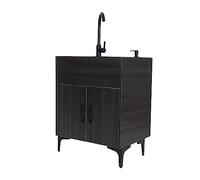 Outdoor Utility Sink with Cabinet Commercial Free Standing Large Single Bowl Kitchen Sink, Laundry Sink Cabinet and Drawer Combo for Laundry & Utility Room, Kitchen, Bathroom ( Color : Black , Size :