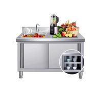 Outdoor Utility Sink with Mobile Cabinet and Faucet, Heavy-Duty Commercial Table for Garage, Restaurant, and Laundry Room