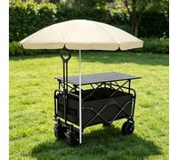 Outdoor Utility Wagon Cart, Folding Collapsible Vendor Cart with Adjustable Pull Handle for Farmers Markets and Street Food Sales, Portable and Versatile Design