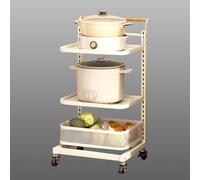 Outdoor Vegetable Storage Cabinet Space-Saving Kitchen nizer with Doors Foldable Desserte Rolling Microwave Stand White with 3 Boards & 1 Basket