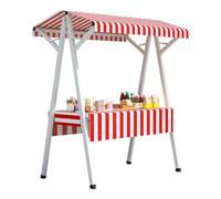 Outdoor Vendor Cart Foldable Hot Dog Stand Cart with Canopy Umbrella, Farmers Market Stalls/Booth Vendor's Dessert Stall for Markets Street Food(Red,110cm/43in)