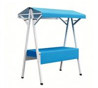 Outdoor Vendor Cart Foldable Hot Dog Stand Cart with Canopy Umbrella, Farmers Market Stalls/Booth Vendor's Dessert Stall for Markets Street Food(Blue,130cm/51in)