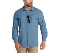 Outdoor Ventures Men's Button-Down Shirt Cooling Quick Drying Shirts | UPF 50+, Roll-Up Sleeve, 2 Pockets, Breathable, Moisture Wicking, Water Resistant, for Fishing Safari Travel