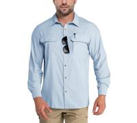 Outdoor Ventures Men's Button-Down Shirt Cooling Quick Drying Shirts | UPF 50+, Roll-Up Sleeve, 2 Pockets, Breathable, Moisture Wicking, Water Resistant, for Fishing Safari Travel