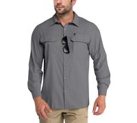 Outdoor Ventures Men's Button-Down Shirt Cooling Quick Drying Shirts | UPF 50+, Roll-Up Sleeve, 2 Pockets, Breathable, Moisture Wicking, Water Resistant, for Fishing Safari Travel