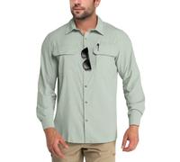 Outdoor Ventures Men's Button-Down Shirt Cooling Quick Drying Shirts | UPF 50+, Roll-Up Sleeve, 2 Pockets, Breathable, Moisture Wicking, Water Resistant, for Fishing Safari Travel