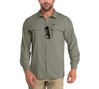 Outdoor Ventures Men's Button-Down Shirt Cooling Quick Drying Shirts | UPF 50+, Roll-Up Sleeve, 2 Pockets, Breathable, Moisture Wicking, Water Resistant, for Fishing Safari Travel