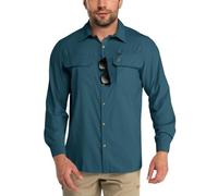 Outdoor Ventures Men's Button-Down Shirt Cooling Quick Drying Shirts | UPF 50+, Roll-Up Sleeve, 2 Pockets, Breathable, Moisture Wicking, Water Resistant, for Fishing Safari Travel