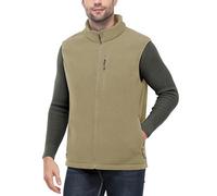 Outdoor Ventures Men's Full-Zip Lightweight Fleece Gilet Body Warmer Warm Windproof Vest Outerwear with 5 Pockets Sleeveless Jacket Casual Breathable Running Vest for Hiking Light Brown S