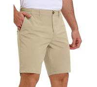 Outdoor Ventures Men's Golf Shorts 9'' UPF 50+ Bermuda Shorts 4-Way Stretch Lightweight Quick-Drying Shorts with 3 Tee-Holders and 4 Pockets for Golfing Khaki 30
