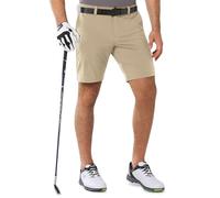 Outdoor Ventures Men's Golf Shorts 9'' UPF 50+ Bermuda Shorts 4-Way Stretch Lightweight Quick-Drying Shorts with 3 Tee-Holders and 4 Pockets for Golfing Khaki 36