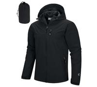 Outdoor Ventures Men's Lightweight Waterproof Jacket Windproof Rain Coats Pack Away Hooded Jackets Windbreaker for Camping Fishing Running Cycling Black XL