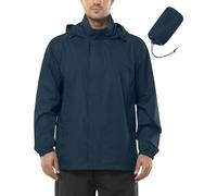 Outdoor Ventures Mens Lightweight Waterproof Jackets, Packable Rain Jacket Breathable Windproof Raincoat Adjustable Hiking Outdoor Jacket Dark Sea M