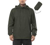 Outdoor Ventures Mens Lightweight Waterproof Jackets, Packable Rain Jacket Breathable Windproof Raincoat Adjustable Hiking Outdoor Jacket Army Green XL