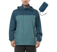Outdoor Ventures Mens Lightweight Waterproof Jackets, Packable Rain Jacket Breathable Windproof Raincoat Adjustable Hiking Outdoor Jacket Cadet Blue/Night Blue XXL
