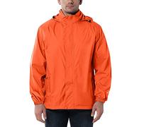 Outdoor Ventures Mens Lightweight Waterproof Jackets, Packable Rain Jacket Breathable Windproof Raincoat Adjustable Hiking Outdoor Jacket Orange Red XL