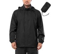 Outdoor Ventures Mens Lightweight Waterproof Jackets, Packable Rain Jacket Breathable Windproof Raincoat Adjustable Hiking Outdoor Jacket Black XXL