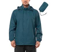 Outdoor Ventures Mens Lightweight Waterproof Jackets, Packable Rain Jacket Breathable Windproof Raincoat Adjustable Hiking Outdoor Jacket Dark Cyan XXL