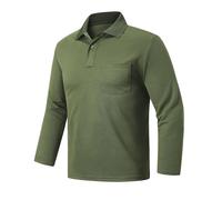 Outdoor Ventures Men's Long Sleeve Polo Shirt UPF50+ Breathable Golf Polo Moisture Wicking Quick Dry T Shirt Stretch Sports Athletic Tennis Performance Polo Lightweight Casual Work Top Cyan Green XL