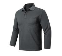 Outdoor Ventures Men's Long Sleeve Polo Shirt UPF50+ Breathable Golf Polo Moisture Wicking Quick Dry T Shirt Stretch Sports Athletic Tennis Performance Polo Lightweight Casual Work Top Dark Grey 3XL