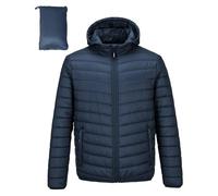 Outdoor Ventures Mens Puffer Jacket Lightweight Water Resistant Hooded Jacket Insulated Puffy Coat Winter Packable Men's Jacket with Pockets for Hiking Camping Travelling Dark Blue M
