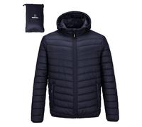 Outdoor Ventures Mens Puffer Jacket Lightweight Water Resistant Hooded Jacket Insulated Puffy Coat Winter Packable Men's Jacket with Pockets for Hiking Camping Travelling Midnight Blue M