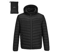 Outdoor Ventures Mens Puffer Jacket Lightweight Water Resistant Hooded Jacket Insulated Puffy Coat Winter Packable Men's Jacket with Pockets for Hiking Camping Travelling Black M