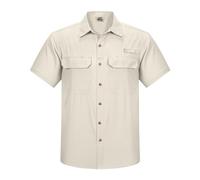 Outdoor Ventures Men's Quick Dry Casual Shirts UPF 50 Button Down Hiking Shirts Lightweight Short Sleeve Cooling Shirt for Safari Fishing Golf Travel Light Khaki XL