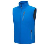 Outdoor Ventures Mens Softshell Gilet Waterproof Windproof Vests Sleeveless Jacket Outerwear with Zip Pockets for Cycling, Hiking, Safari, Golf Medium Blue L
